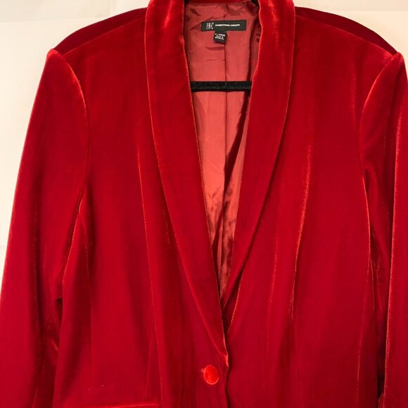 INC womens blazer SZ XL red velvet single breasted vibrant classic quiet luxury - Picture 3 of 9
